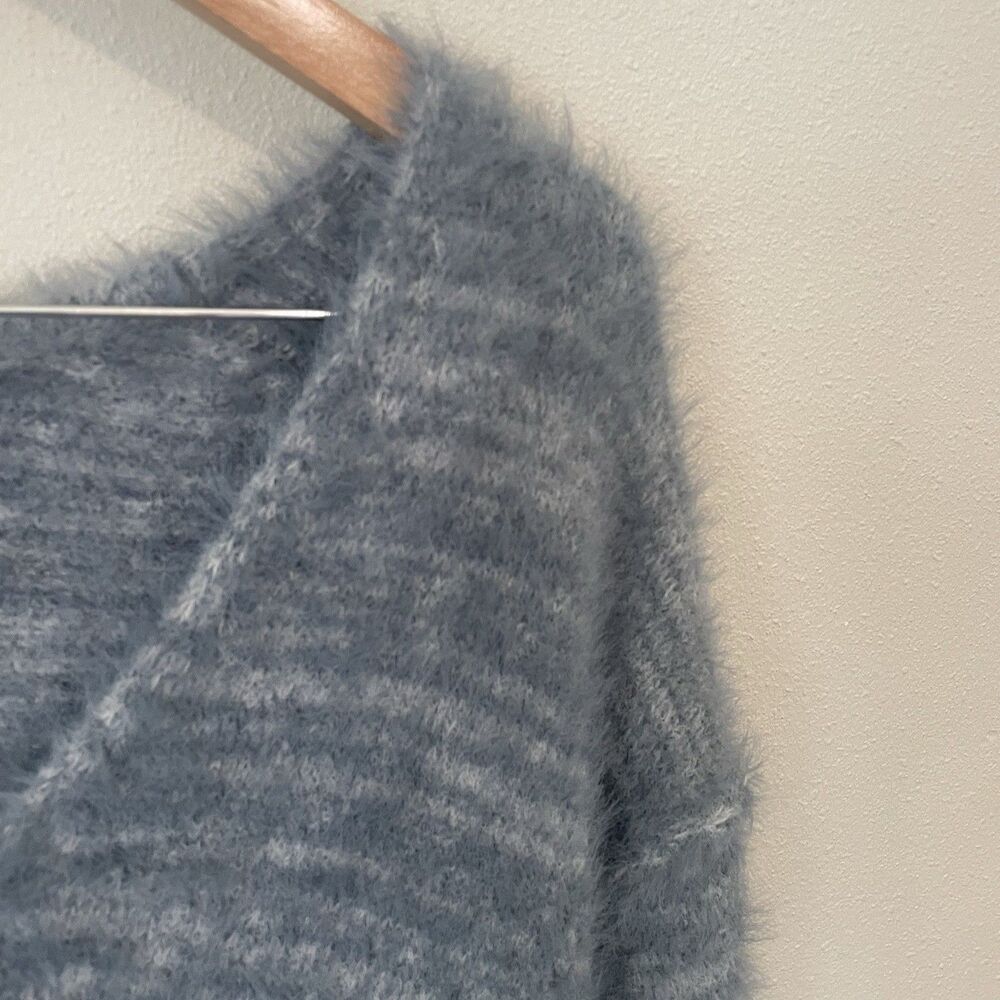 Free People Womens S Serendipity Sweater Grey Blue Boho Eyelash Soft Cozy - Picture 10 of 12